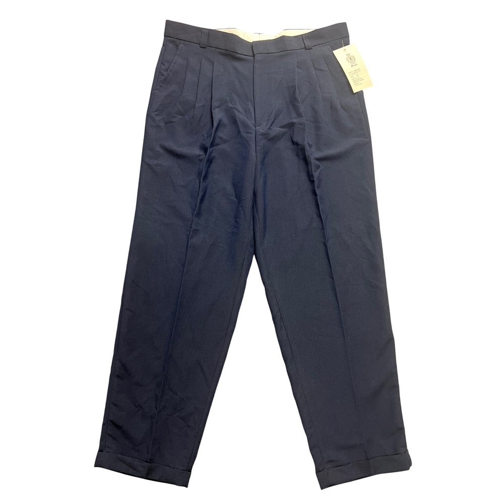 Artitec Pleated Dress Pants Mens 40S Navy Blue Cuffed Trousers 9001‎ WO New